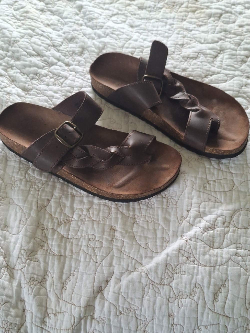 Sonoma Brown Braided Leather Slide Sandals